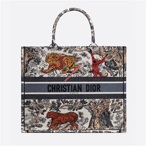 dior bag tote canvas|Dior tiger print tote bag.